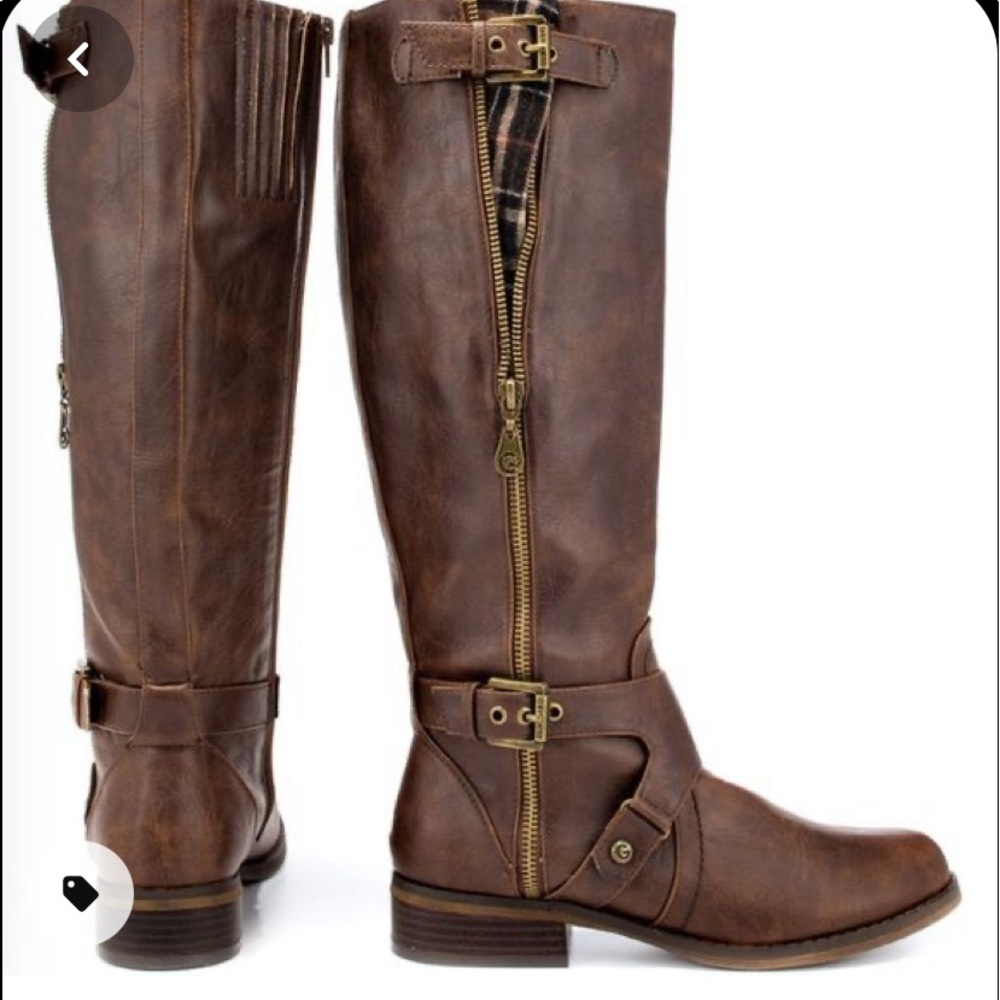 G by Guess boots, pretty plaid inside zipper